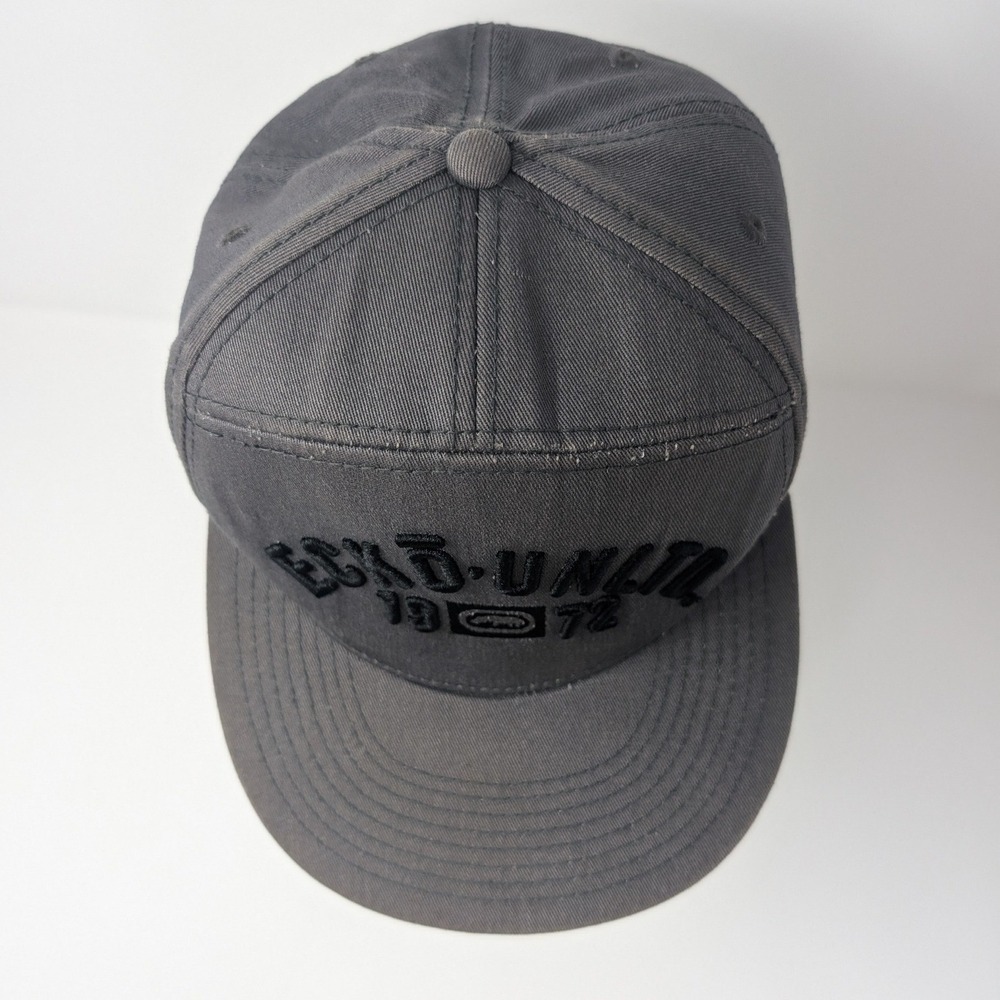 Ecko Unltd Gray Flat Brim Snapback Hat Y2K Vintage Rhino Logo 1972 - Picture 4 of 16